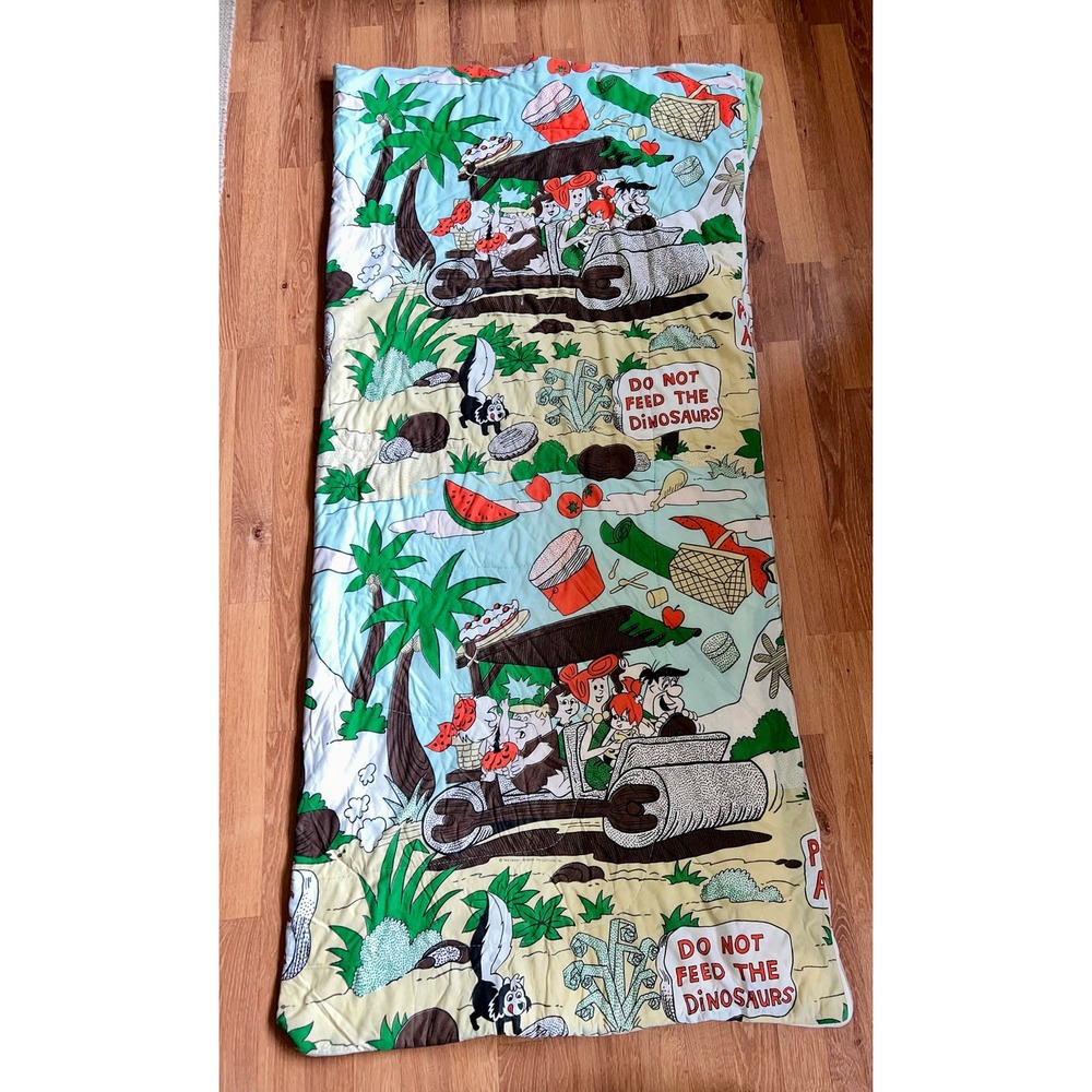 Vintage 1974 Flintstones Camping Sleeping Bag “Do Not Feed The Dinosaurs” *read*